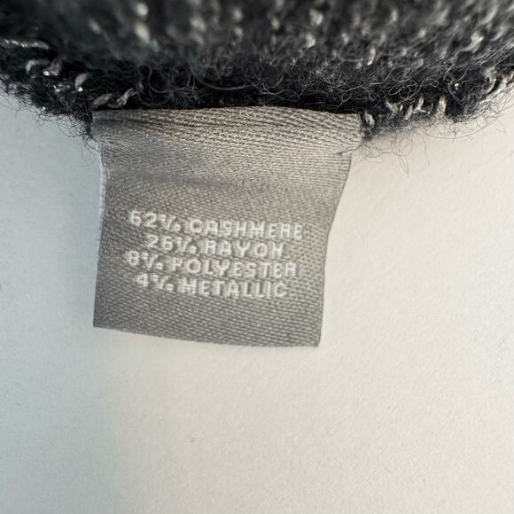 Neiman Marcus Cashmere Pullover Sweater Tunic Dolman Sleeve Dark Gray Silver M - Picture 9 of 10